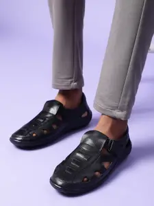 Healers Men Black Shoe-Style Sandals