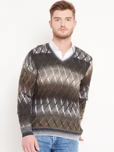 Duke Stardust Men Brown & Charcoal Grey Self Design Pullover