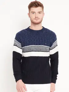 Duke Stardust Men Navy Blue & Black Colourblocked Sweater