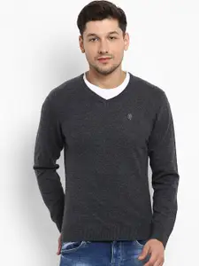 Red Tape Men Charcoal Black Solid Pullover