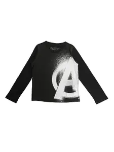 Marvel by Wear Your Mind Boys Black Printed Round Neck T-shirt