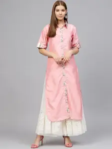 Ahalyaa Women Pink Solid Pathani Kurta