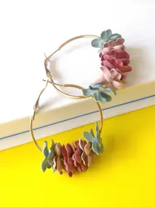 OOMPH Gold-Plated Handcrafted Floral Hoop Earrings