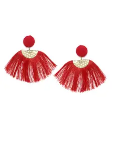 ToniQ Red Contemporary Drop Tassel Earrings