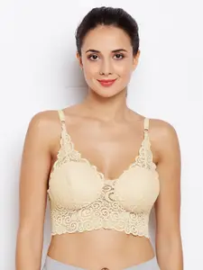 Lebami Beige Lace Non-Wired Lightly Padded Bralette Bra 1209201830