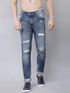 HIGHLANDER Men Blue Slim Fit Mid-Rise Mildly Distressed Stretchable Jeans