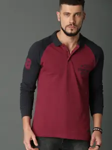 Roadster Men Red Solid Polo T-shirt