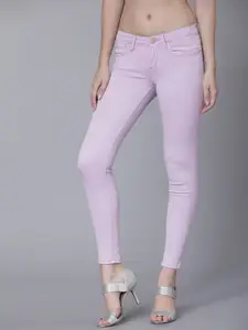 Tokyo Talkies Women Purple Super Skinny Fit Mid-Rise Clean Look Stretchable Jeans