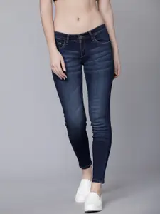 Tokyo Talkies Women Navy Blue Super Skinny Fit Mid-Rise Clean Look Stretchable Jeans