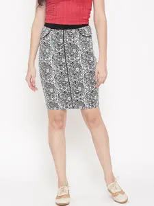 Westwood Women Black & White Printed Pure Cotton Skirt