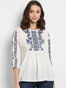 Bhama Couture White Embellished A-Line Pure Cotton Top
