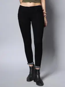 High Star Women Black Slim Fit Mid-Rise Clean Look Stretchable Jeans