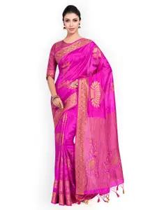 MIMOSA Pink Art Silk Woven Design Kanjeevaram Saree