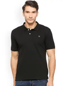 Allen Solly Men Black Solid Polo Collar T-shirt