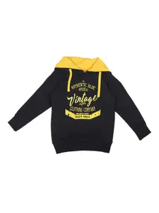 Allen Solly Junior Boys Black Printed Hooded Sweatshirt