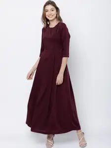 Tokyo Talkies Women Burgundy Solid Maxi Dress