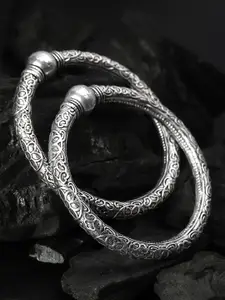 Rubans Oxidised Silver Plated Handcrafted Traditional Set of 2 Bangles