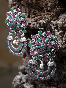 Moedbuille Silver-Plated & Handcrafted Crescent Shaped Chandbalis