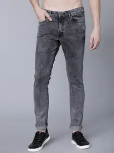 LOCOMOTIVE Men Black & Grey Slim Fit Mid-Rise Clean Look Jeans