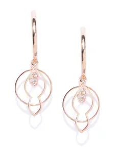 DHRUVI Rose Gold-Plated CZ-Studded Contemporary Half Hoop Earrings