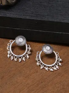 Voylla Silver-Toned Geometric Drop Earrings