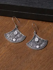 Voylla Silver-Plated Classic Drop Oxidised Earrings