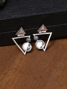 Voylla Silver-Toned Geometric Drop Earrings