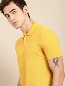 ether Men Mustard Yellow Non-Fading Hi-IQ Polo T-shirt
