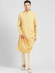 KISAH Men Beige Solid Straight Kurta