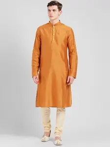 KISAH Men Rust Solid Straight Kurta