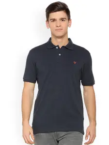Allen Solly Men Blue Solid Polo Collar T-shirt