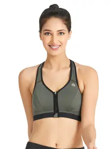 Amante Green Solid Non-Wired Lightly Padded Sports Bra ABR17114