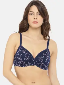Amante Printed Padded Wirefree Cotton Casual T-Shirt Bra BRA10202