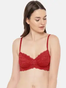 Amante Red Lace Underwired Non Padded Everyday Bra