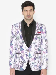 WINTAGE Men's Multicoloured Printed Single-Breasted Tuxedo Blazer