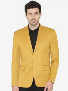Wintage Men Yellow Solid Tailored Fit Single-Breasted Formal Blazer