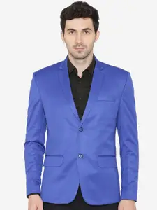 Wintage Men Blue Solid Tailored Fit Single-Breasted Formal Blazer