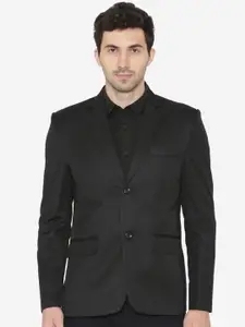 Wintage Men Black Solid Tailored Fit Single-Breasted Formal Blazer