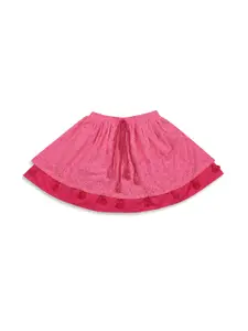 Blue Giraffe Girls Pink Self Design A-Line Mini Skirt