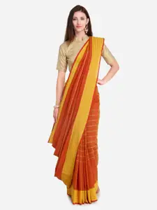 Saree mall Orange Solid Kanjeevaram Saree