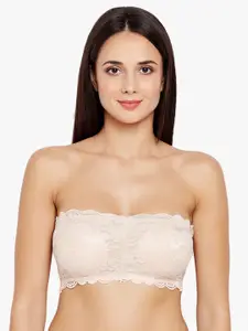 Lebami Beige Solid Non-Wired Lightly Padded Bandeau Bra 521_Skin_30