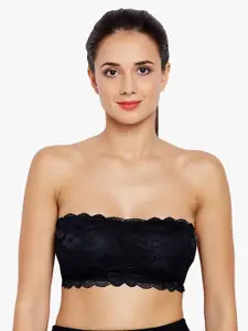 Lebami Black Solid Non-Wired Lightly Padded Bandeau Bra