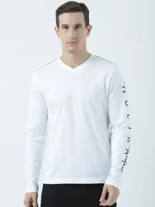 Huetrap Men White Solid V-Neck T-shirt
