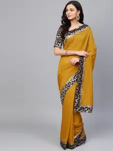 Saree mall Mustard Brown Solid Banarasi Saree