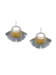 Kazo Brass-Plated Silver & Gold-Toned Contemporary Drop Earrings