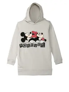 Kids Ville Girls Grey Mickey & Friends Print Hooded Sweatshirt
