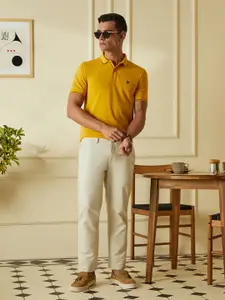 Van Heusen Sport Men Yellow Solid Polo Collar Pure Cotton T-shirt