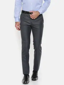 Raymond Men Grey Slim Fit Solid Formal Trousers