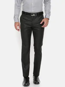 Raymond Men Grey Slim Fit Self Design Formal Trousers