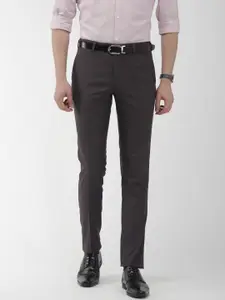 Raymond Men Charcoal Grey Slim Fit Solid Formal Trousers